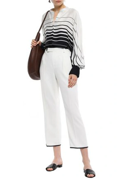 Equipment Bergen Cropped Stretch-crepe Straight-leg Pants In Ivory