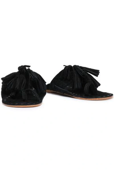 Figue Tasseled Braided Suede Sandals In Black