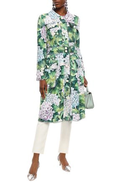 Dolce & Gabbana Button-detailed Organza And Crepe Trench Coat In Green