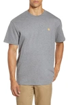 Carhartt Chase Crewneck T-shirt In Dark Grey Heather / Gold