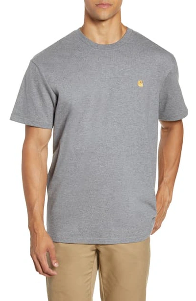 Carhartt Chase Crewneck T-shirt In Dark Grey Heather / Gold