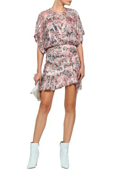 Iro Wobam Printed Metallic Fil Coupé Silk-blend Mini Dress In Baby Pink