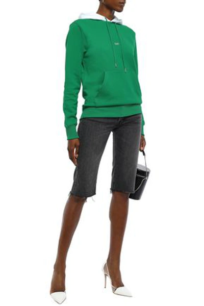 Helmut Lang Woman Taxi Printed French Cotton-terry Hoodie Green