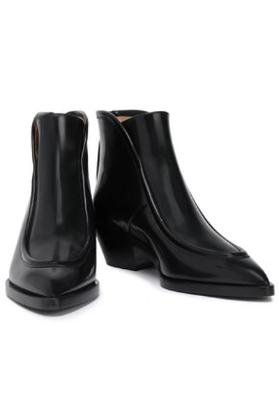 Jil Sander Glossed-leather Ankle Boots In Black