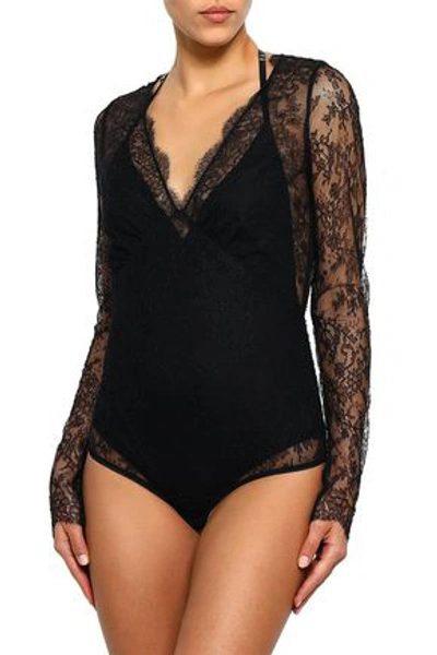 Id Sarrieri Chimère Chantilly Lace Bodysuit In Black