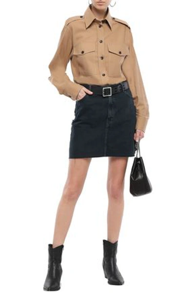 Iro Cafe Frayed Denim Mini Skirt In Navy