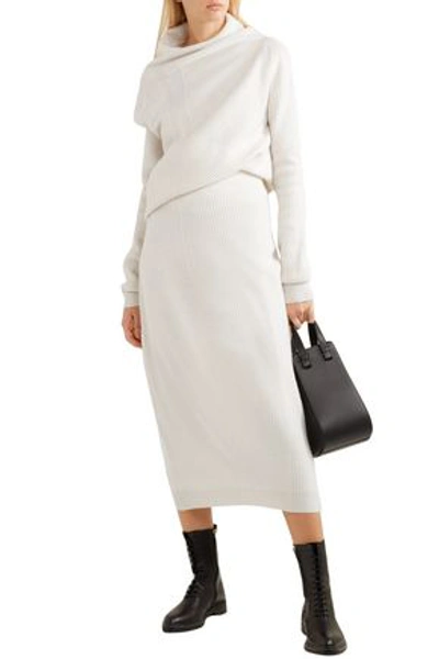 Jil Sander Ribbed Wool And Cashmere-blend Midi Skirt In Ivory
