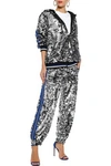 MSGM INTARSIA-TRIMMED SEQUINED COTTON TRACK PANTS,3074457345620730360