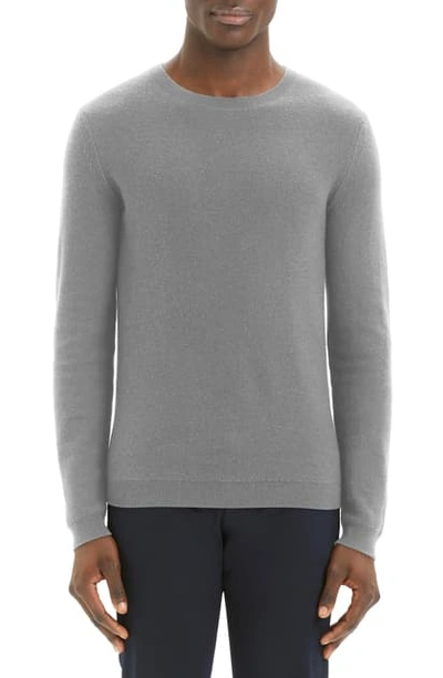 Theory Medin Crewneck Cashmere Sweater In Grey Mix