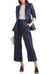 OSCAR DE LA RENTA CROPPED STRIPED WOOL-BLEND WIDE-LEG PANTS,3074457345620907396