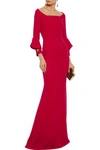 ROLAND MOURET ROLAND MOURET WOMAN COLEMAN FLUTED STRETCH-CREPE GOWN RED,3074457345620530358