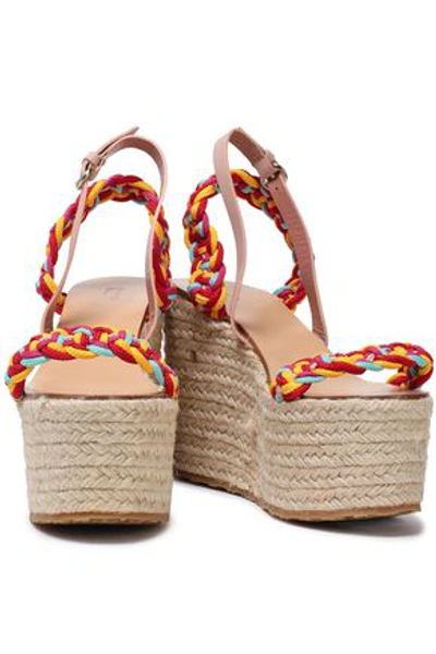 Redv Red(v) Woman Leather-trimmed Woven Wedge Espadrille Sandals Multicolor