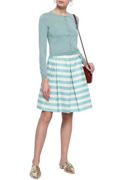 Red Valentino Redvalentino Woman Striped Cotton And Silk-blend Twill Skirt Sky Blue