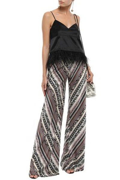 Roberto Cavalli Woman Printed Silk Crepe De Chine Wide-leg Pants Black