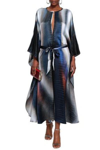 Roberto Cavalli Draped Printed Silk-satin Jumpsuit In Multi
