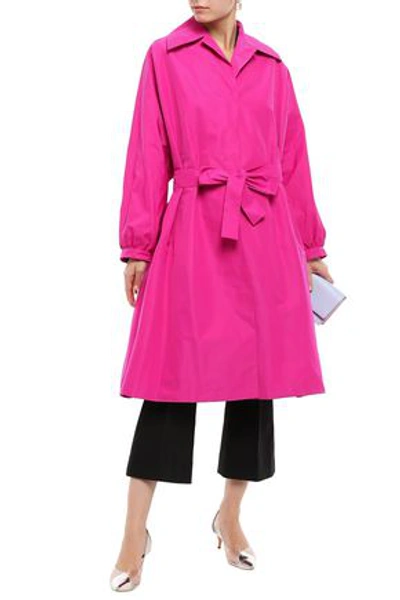 Rochas Woman Belted Faille Coat Bright Pink