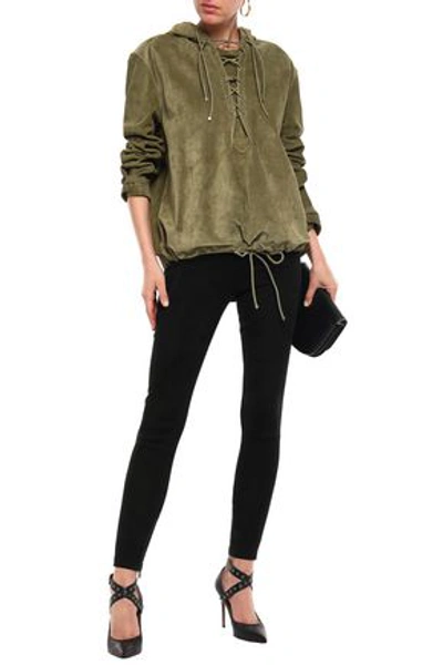 Saint Laurent Oversized Lace-up Hoodie In Green
