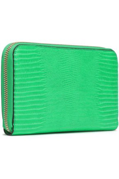 Stella Mccartney Woman Lizard-effect Faux Leather Wallet Bright Green