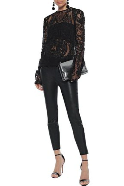 Tom Ford Open-back Appliquéd Corded Lace Top In Black