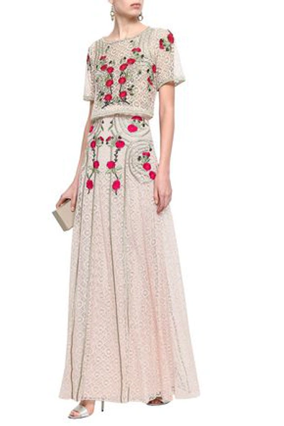 Temperley London Embroidered Cotton-blend Lace Maxi Skirt In Neutrals