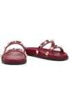 VALENTINO GARAVANI VALENTINO GARAVANI WOMAN SOUL ROCKSTUD PEBBLED-LEATHER SLIDES BURGUNDY,3074457345620726054