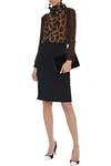 TOM FORD LACE-UP MESH-TRIMMED CADY PENCIL SKIRT,3074457345620843400