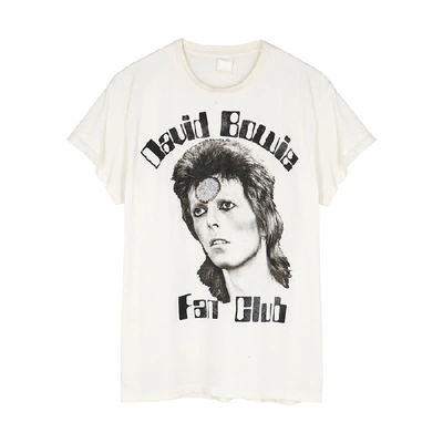 Madeworn David Bowie Fan Club Printed Cotton T-shirt In White And Black