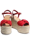 VALENTINO GARAVANI BOW-EMBELLISHED SUEDE AND LEATHER WEDGE ESPADRILLE SANDALS,3074457345620022667