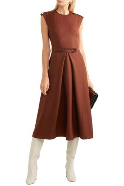 Victoria Beckham Wool-canvas Midi Dress In Brown