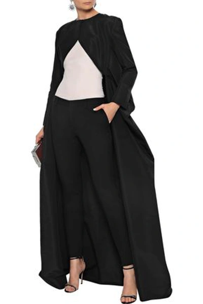 Zac Posen Woman Asymmetric Cape-back Silk-faille Jacket Black