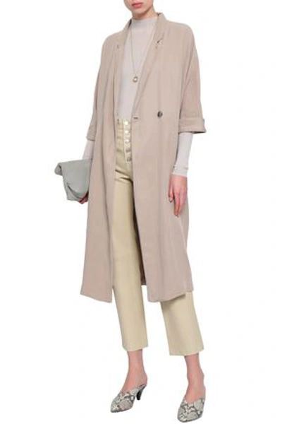 American Vintage Double-breasted Woven Coat In Neutral