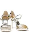 Roger Vivier Patent-leather Sandals In Platinum