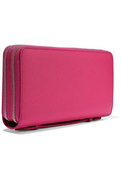 Smythson Textured-leather Continental Wallet In Fuchsia