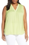 Vince Camuto V-neck Rumple Satin Blouse In Pale Green