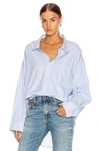 R13 Oversized Striped Cotton Oxford Shirt In Blue & White Pinstripe
