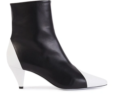Givenchy High Heels Ankle Boots In Black Leather In Black White