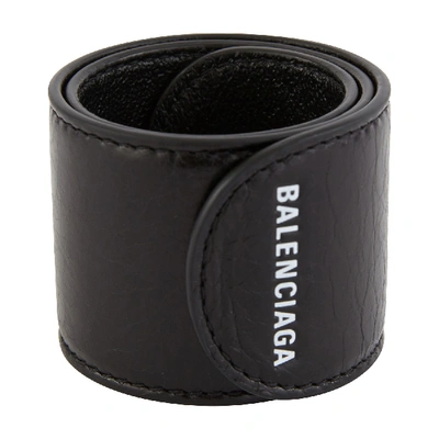 Balenciaga Cycle Logo-print Snap Bracelet In Black