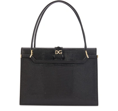 Dolce & Gabbana Ingrid Iguana-embossed Large Top Handle Bag In Nero (black)
