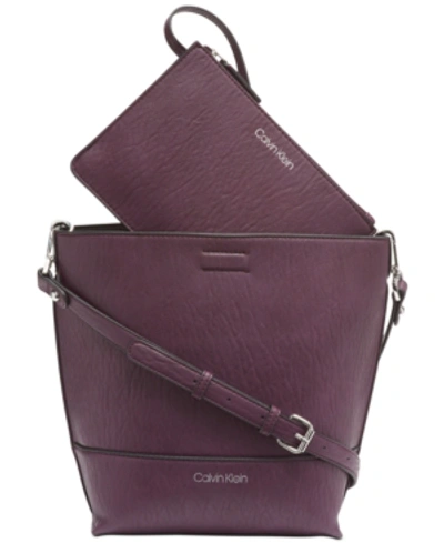 Calvin Klein Reversible Crossbody In Aubergine/silver