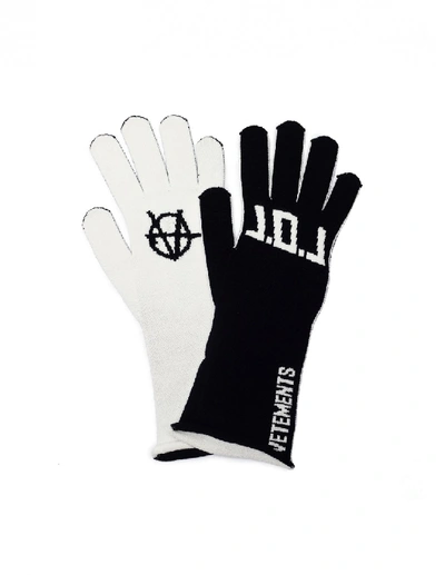 Vetements Black & White L.o.l. Gloves