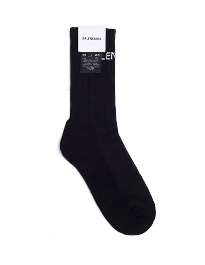 Balenciaga Logo Black Crew Socks