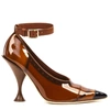 BURBERRY BROWN VINYL AND LEATHER POINTED TOE PUMPS,17c0d7eb-3fc5-d70f-c864-e95320bc9f5c