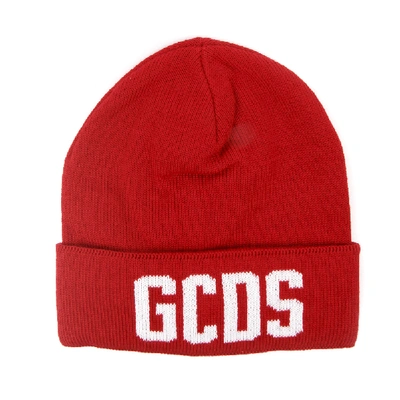 Gcds Red Wool Hat With Logo