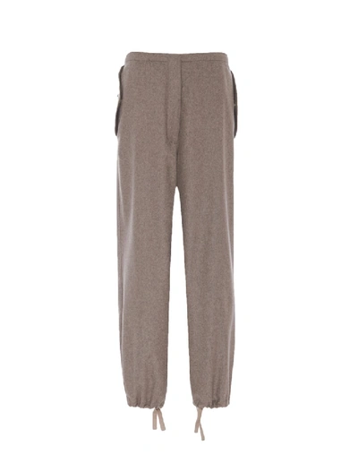 The Row Beige Cashmere Attie Trousers In Brown