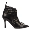 MARC ELLIS BLACK LEATHER BUCKLED ANKLE BOOTS,110865a1-4943-e22d-933d-1fb1bf247a33