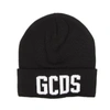GCDS BLACK WOOL HAT WITH LOGO,622f9672-a1c1-be9a-0c66-a3b503f847ab