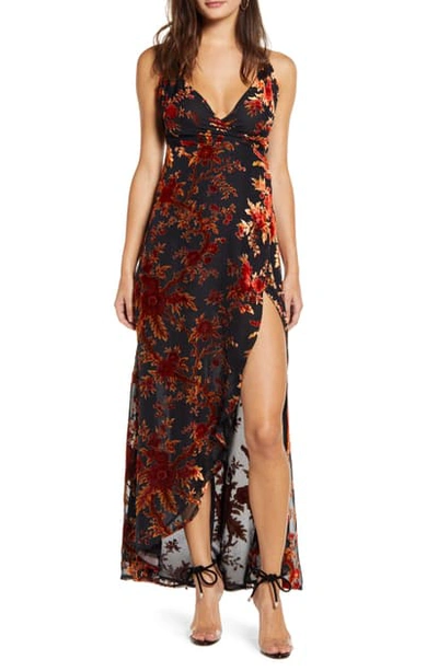 Tiger Mist Lilianna Burnout Wrap Maxi Dress In Black Floral ModeSens