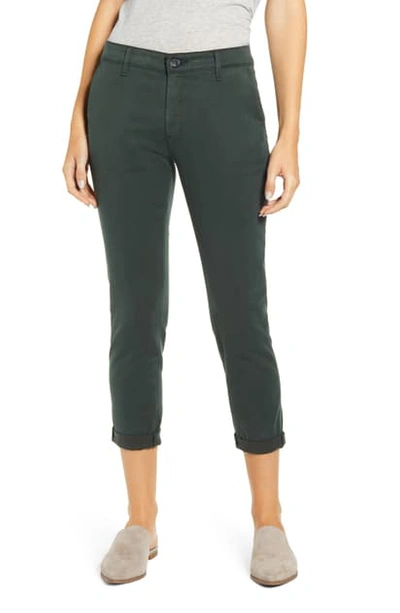 Ag Caden Crop Twill Trousers In Pine Needle