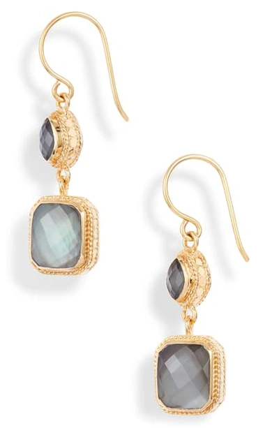 Anna Beck Double Drop Stone Earrings (nordstrom Exclusive) In Gold/ Grey Quartz