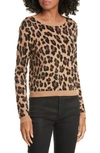 ALICE AND OLIVIA CONNIE ANIMAL PRINT STUD DETAIL STRETCH WOOL SWEATER,CC909S67706